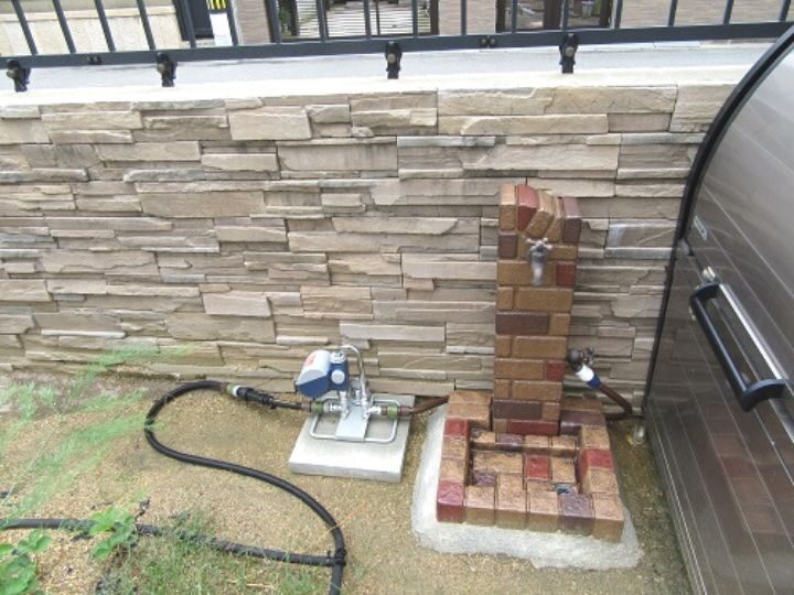 遊び心があって、実用的!おしゃれな二口立水栓を設置しました♪エクステリアリフォーム 羽曳野市 K様