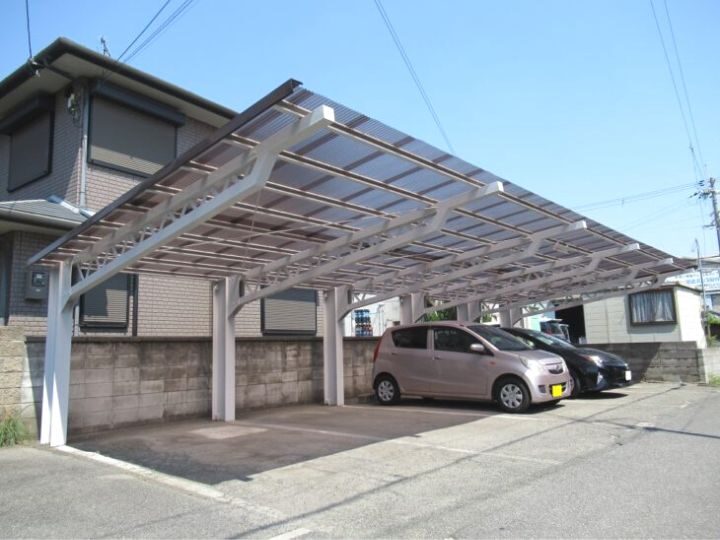 台風被害による貸駐車場　屋根修理（修繕リフォーム）工事　堺市美原　三基興産様
